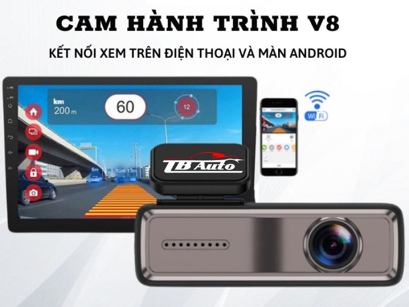 Camera hành trình V8 kết nối xem video trên điện thoại và màn Android