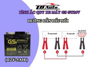 Bình ắc quy xe máy GS GTZ6V ( 12V-5AH ) : 2 Binh ac quy xe may GS GTZ6V 2