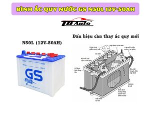 Bình ắc quy nước GS N50L 12V-50AH 2 Ắc quy nước GS N50L 12V-50AH giúp cung cấp nguồn điện ổn định