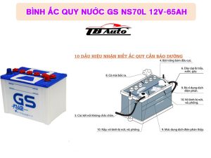 Bình ắc quy nước GS NS70L 12V – 65AH 3 Bình ắc quy nước GS NS70L 12V – 65AH cho dòng điện năng ổn định